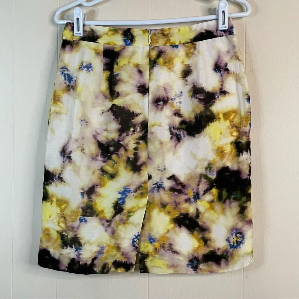 J. Crew Linen Silk Fleurette Pencil Skirt